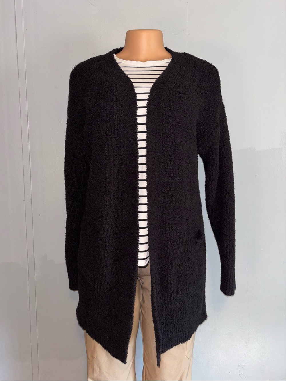 Time and Tru Black Open-Front Women's Cardigan